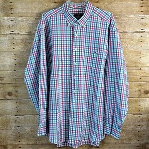 Vineyard Vines Men's Classic Fit Tucker Plaid Shirt - Blue, Red, White EUC XXL